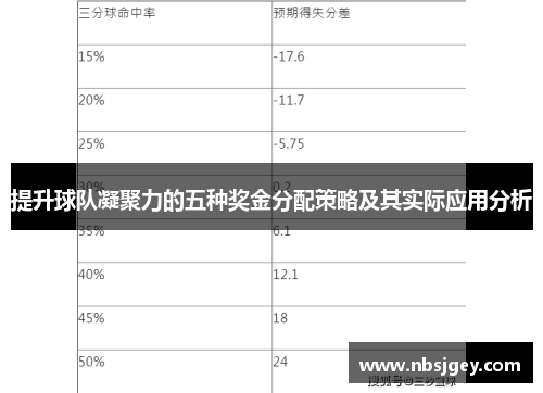 提升球队凝聚力的五种奖金分配策略及其实际应用分析