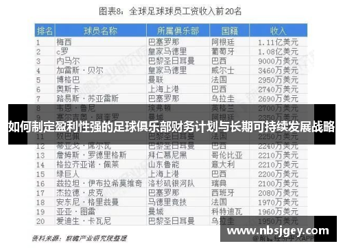 如何制定盈利性强的足球俱乐部财务计划与长期可持续发展战略